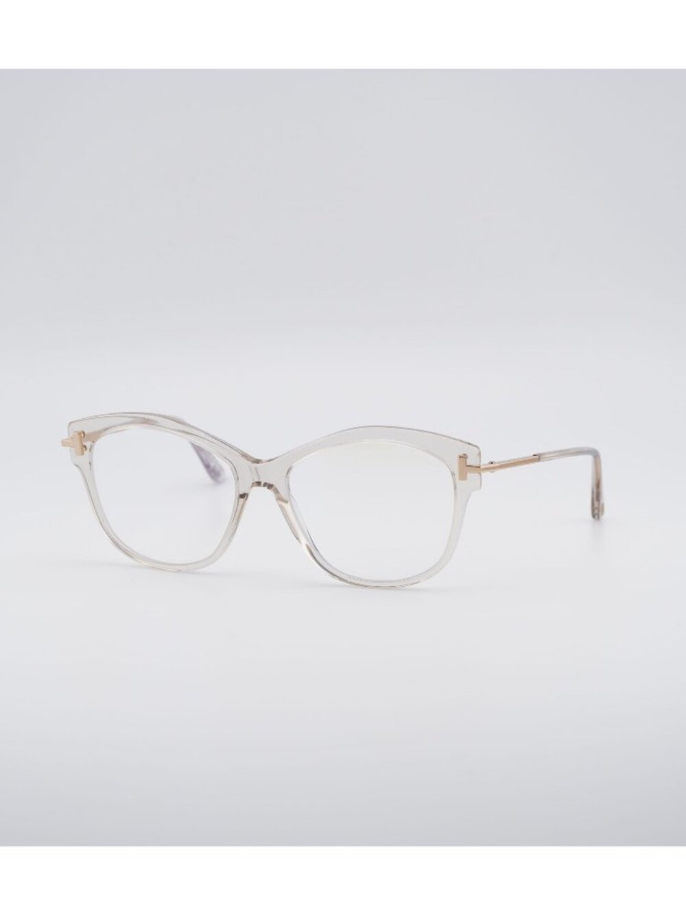 Tom Ford FT5705-B 045 Eyeglasses Clear Brown Cat Eye Frame, Blue Light Block